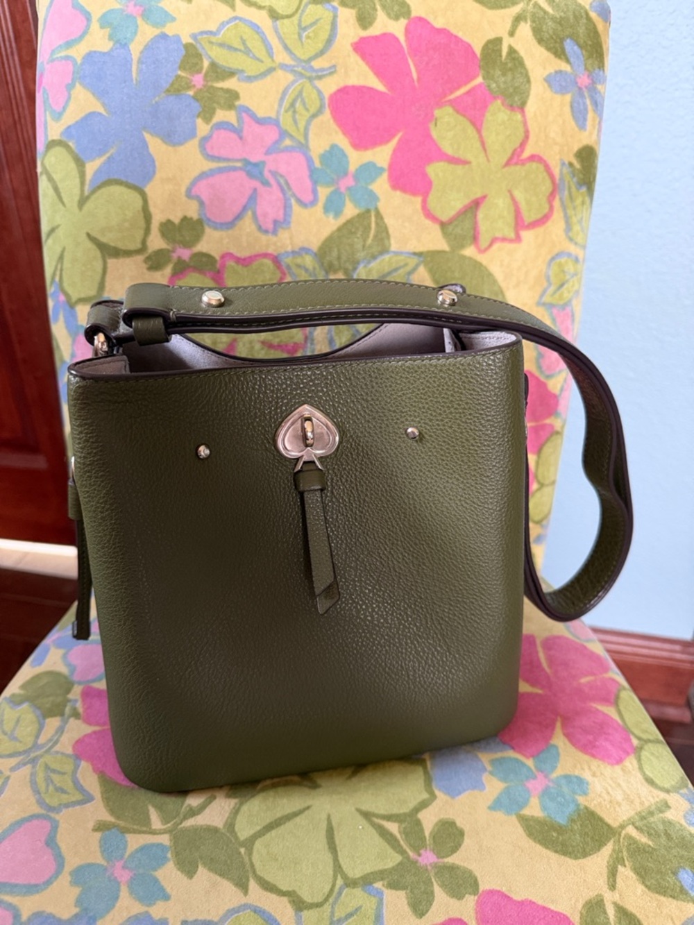 Kate Spade Bucket Bag Green Leather